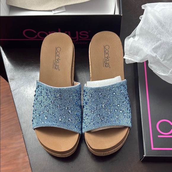 Corkys Blue Rhinestone Wedges - Picture 2 of 5